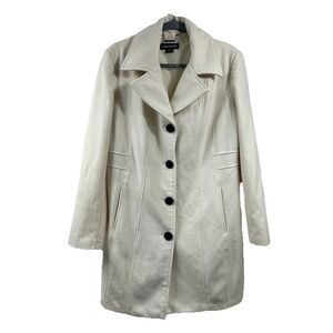 1 Madison Cream Wool Blend Peacoat Sz L Quiet Luxury‎ Minimalist Neutral Classic
